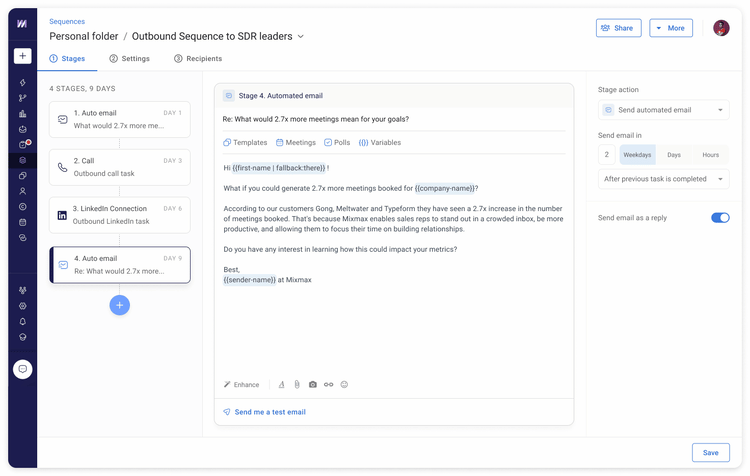 New Sequence editor - add recipients