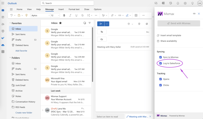 Log to Salesforce Outlook Mixmax