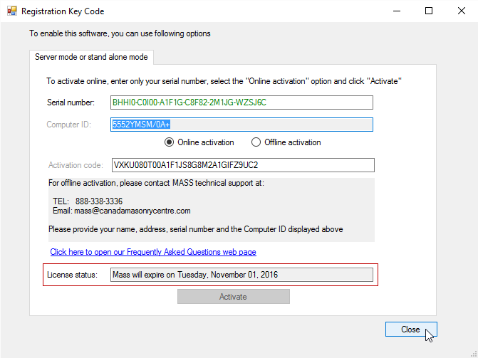 offline activation 3 successful activation