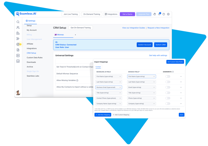 Seamless integration Setup